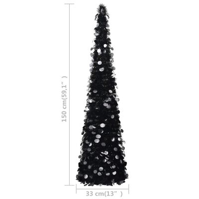 vidaXL mākslīgā Ziemassvētku egle, saliekama, melna, 150 cm, PET