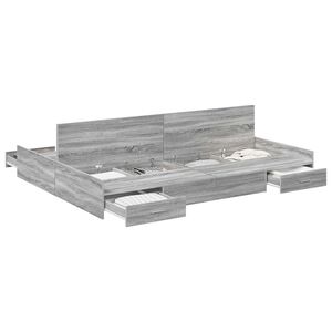 vidaXL Gultas ar uzglabā&scaron;anas vietu Pelēks Sonoma 140 x 190 cm