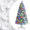 vidaXL izgaismota Ziemassvētku egle, balta, 120 cm, optiskā &scaron;ķiedra