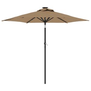 vidaXL dārza saulessargs ar LED tērauda kāts pelēkbrūns 225x225x212 cm