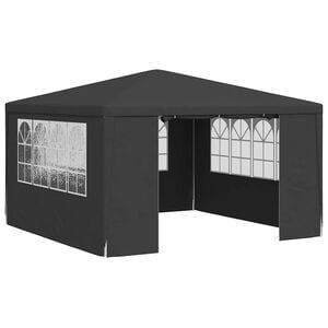 vidaXL dārza nojume ar sānu sienām, profesionāla, 4x4 m, pelēka