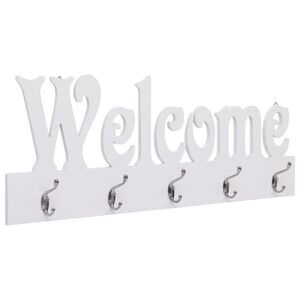 vidaXL sienas drēbju pakaramais WELCOME, balts, 74x29,5 cm