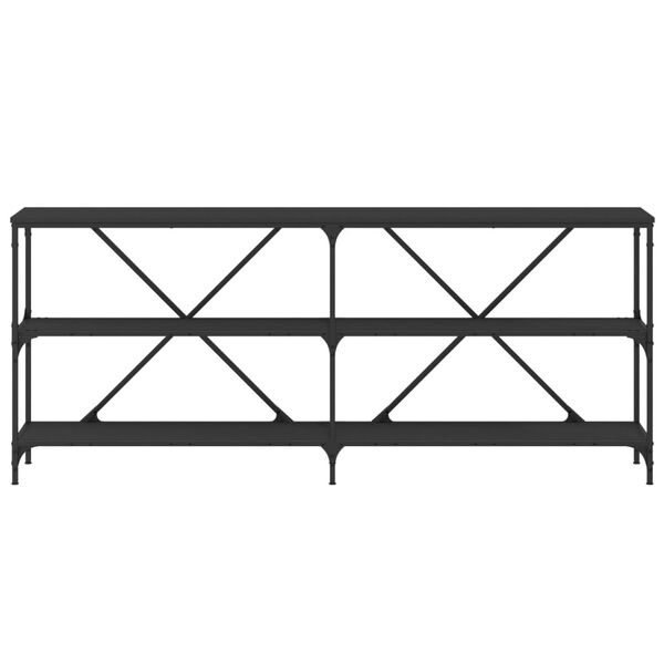 vidaXL konsoles galdiņš, melns, 180x30x75cm, inženierijas koks, dzelzs