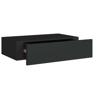 vidaXL sienas atvilktņu plaukts, melns, 40x23,5x10 cm, MDF