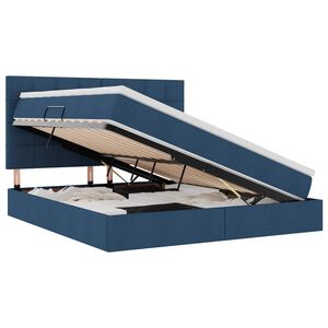 vidaXL Gulta ar uzglabā&scaron;anas vietu un LED Zila 160 x 200 cm Poliesters