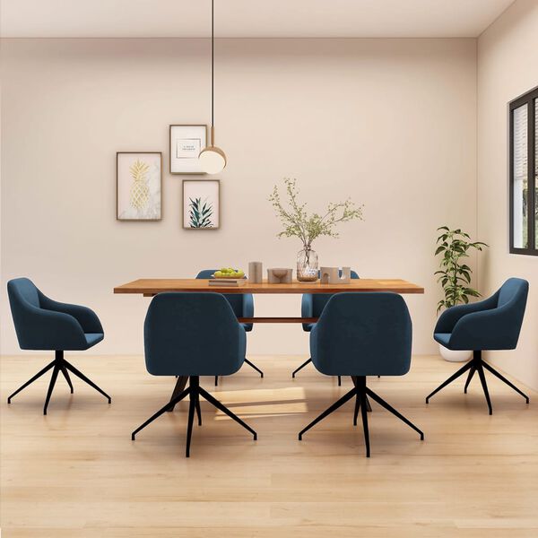 vidaXL virtuves krēsli, 6 gab., zils samts