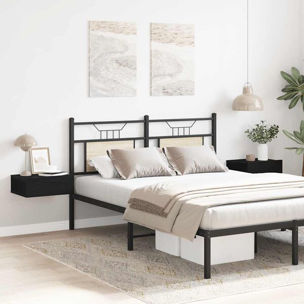 vidaXL peldo&scaron;i naktsskapī&scaron;i, 2 gab., melns ozols, 40x32x15 cm, inženierkoks