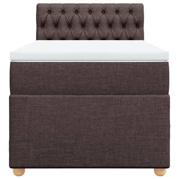 vidaXL atsperu gultas rāmis ar matraci, tum&scaron;i brūna, 100x200cm, audums