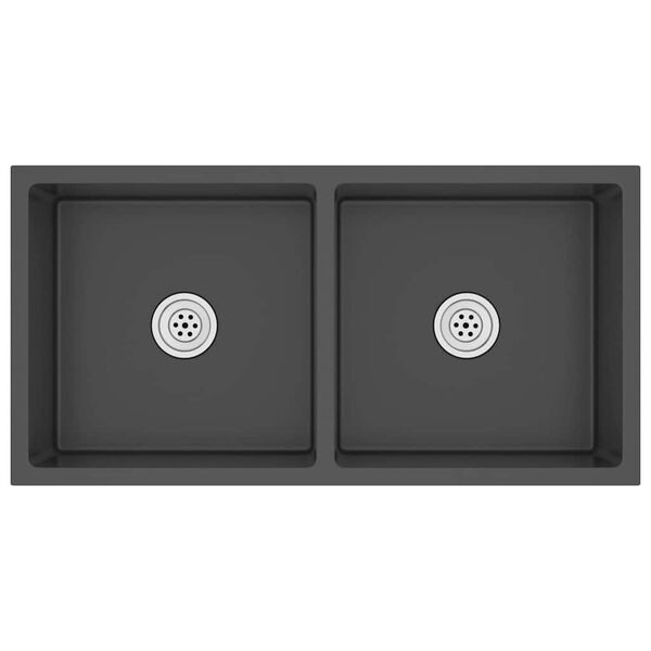 vidaXL virtuves izlietne, nerūsējo&scaron;s tērauds, melna