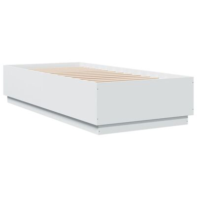 vidaXL gultas rāmis, balts, 90x200 cm, inženierijas koks