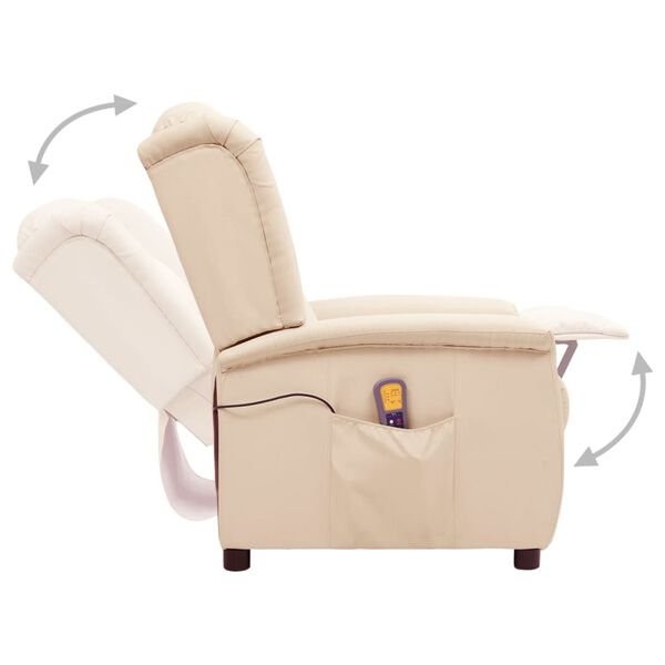 vidaXL masāžas krēsls, krēmkrāsas audums