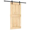vidaXL Slīdo&scaron;ās durvis Dabiska un melna 95 x 210 cm Cieta priedes koks