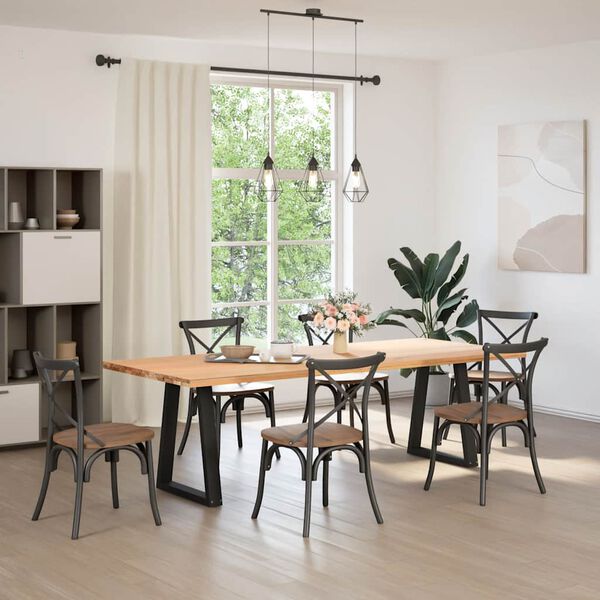 vidaXL ēdamgalda kājas, 2 gab., V-veida, melnas, 60x(72-73,3) cm, tērauds