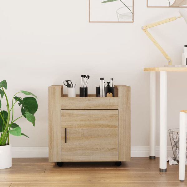 vidaXL galda skapītis uz riteņiem, Sonomas ozolkoka, 60x45x60 cm