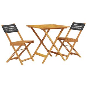 vidaXL 3-daļīgs bistro mēbeļu komplekts, melna PE rotangpalma, koks