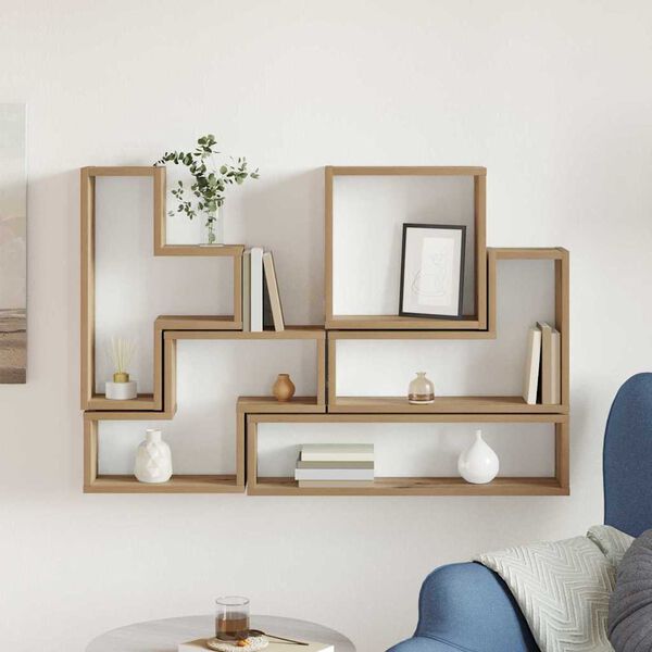 vidaXL Sienas plaukts ar uzglabā&scaron;anu Artisānā ozols 96 x 12 x 64 cm