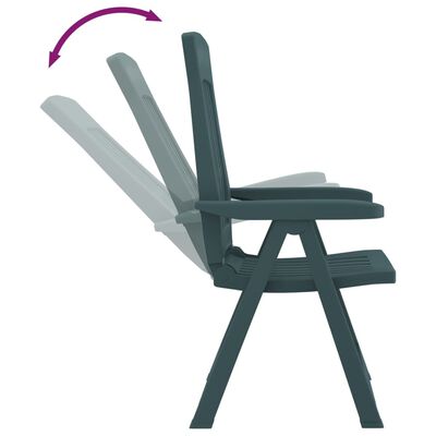 vidaXL dārza nolaižamie krēsli, 2 gab., zaļš, PP