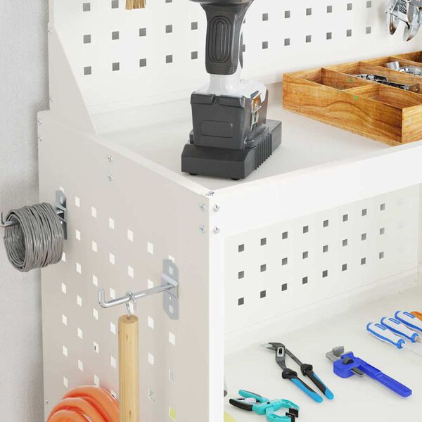 vidaXL Instrumentu ratiņi ar plauktu ar riteni Balts 65 x 35 x 111 cm