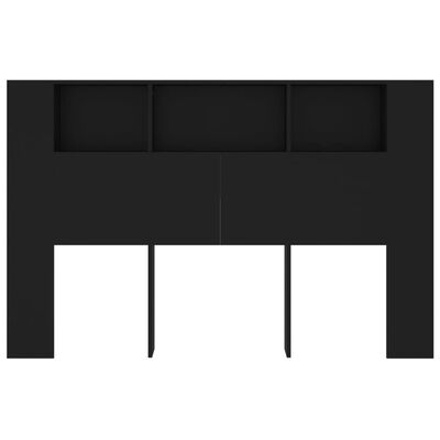 vidaXL gultas galvgalis ar plauktu, melns, 160x18,5x104,5 cm
