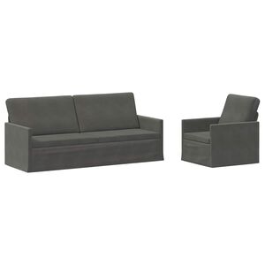 vidaXL Dīvānu komplekts 2 pcs Tum&scaron;i pelēka Korduroja audums