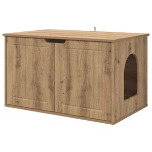 vidaXL Kaķu māja Mākslīgā ozola 85 x 55 x 50,5 cm Inženierijas koks
