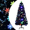 vidaXL mākslīgā Ziemassvētku egle, LED, melna, 150 cm, optiskā &scaron;ķiedra