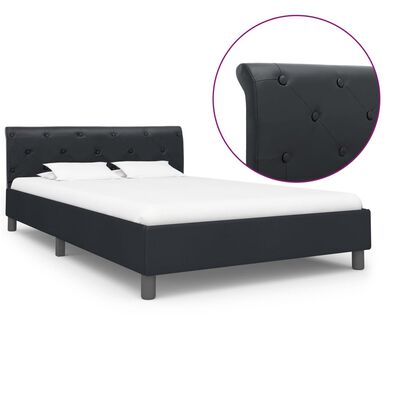 vidaXL gultas rāmis, melns mākslīgā āda, 140x200 cm