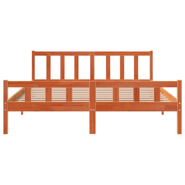 vidaXL gulta bez matrača, vaska brūnas, 180x200 cm, priedes masīvkoks