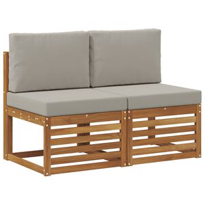vidaXL 2 Gabals Āra vidējā dīvāns Cietā akācijas koks Dabiska