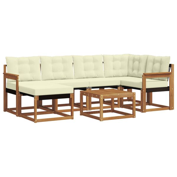 vidaXL Āra dīvānu komplekts ar spilvenu 7 pcs Dabisks un krējuma