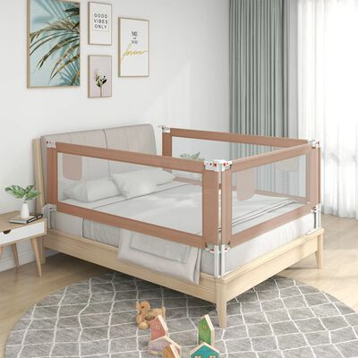 vidaXL bērnu gultas aizsargbarjera, pelēkbrūna, 180x25 cm, audums