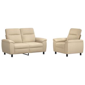 vidaXL Dīvānu komplekts 2 pcs Krēmkrāsa Audums
