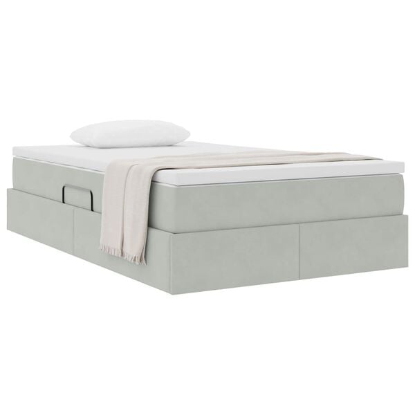 vidaXL Gulta ar uzglabā&scaron;anas vietu un matraci ar matraci Gai&scaron;i pelēks