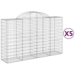 vidaXL arkveida gabiona grozi, 5 gb., 200x50x120/140cm, cinkota dzelzs