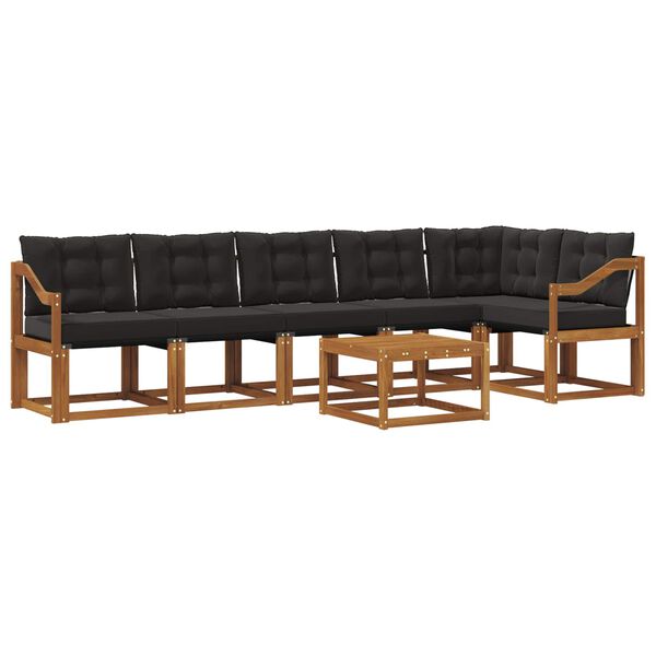 vidaXL Āra dīvānu komplekts ar spilvenu 7 pcs Dabīgs un melns