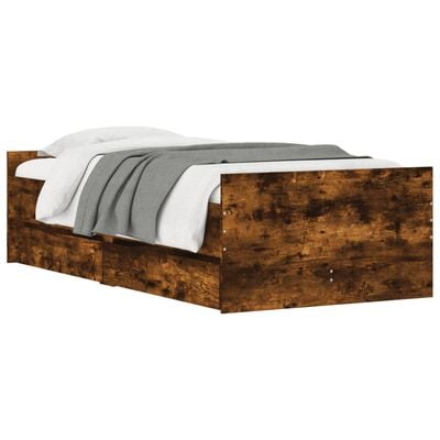 vidaXL gultas rāmis ar atvilktnēm, ozola, 75x190 cm, vienvietīgs