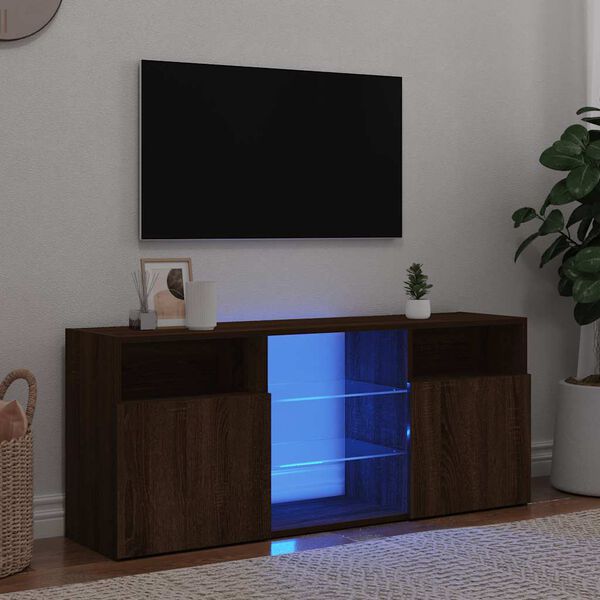 vidaXL TV skapītis ar LED lampiņām, ozolkoka krāsa, 120x30x50 cm