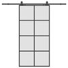 vidaXL bīdāmās durvis ar furnitūru komplektu, melnas, 102,5x205 cm, ESG stikls