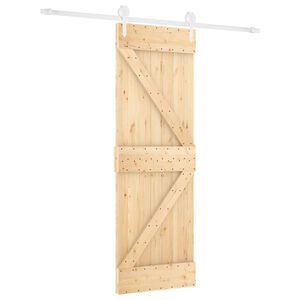 vidaXL Slīdo&scaron;ās durvis Dabisks un balts 70 x 210 cm Cieta priedes koks