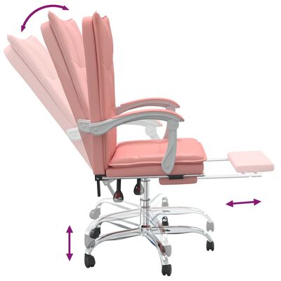 vidaXL biroja krēsls, atgāžams, rozā mākslīgā āda