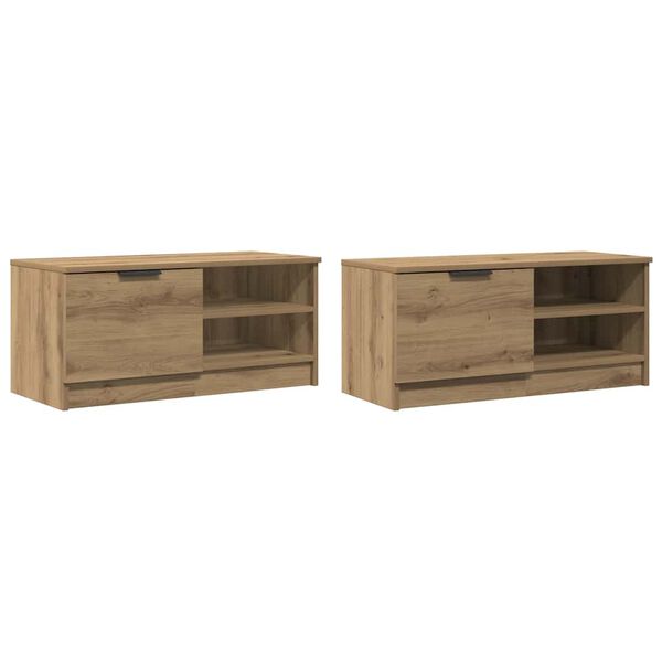 vidaXL 2 daļu TV skapja komplekts Artisan Oak 80x35x36,5 cm