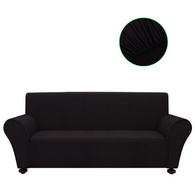 VidaXL elastīgs dīvāna apvalks, melns poliesters