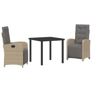 vidaXL Dārza ēdamgalds ar spilvenu 3 pcs Bē&scaron;a poliratāns