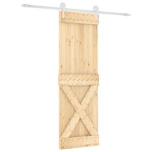 vidaXL Slīdo&scaron;ās durvis 70 x 210 cm Cieta priedes koks (neapstrādāts)