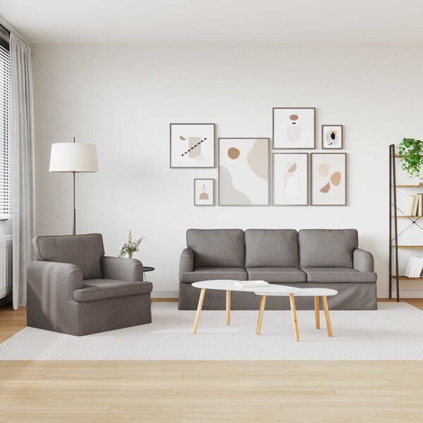 vidaXL Dīvāns 2 pcs Pelēkbrūna 144 x 80 x 85 cm audums