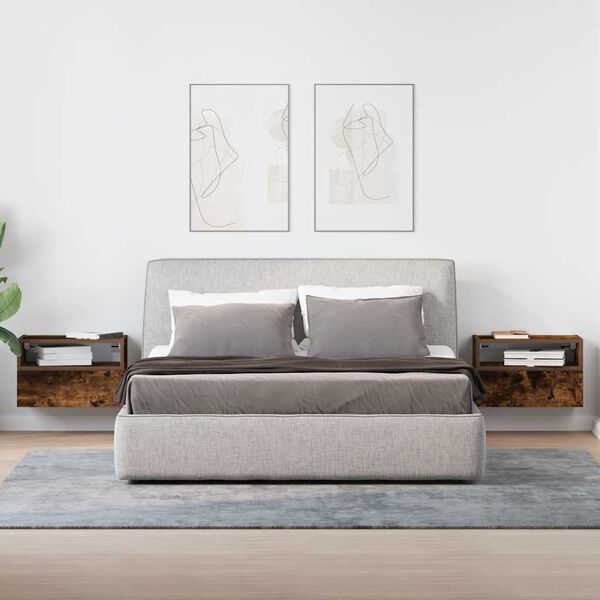 vidaXL sienas naktsskapīši, 2 gab., ozolkoka krāsa, 45x26x28,5 cm