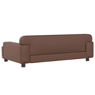vidaXL bērnu dīvāns, brūns, 90x53x30 cm, mākslīgā āda