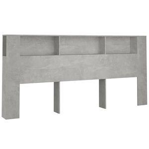 vidaXL gultas galvgalis ar plauktu, betona pelēks, 220x18,5x104,5 cm