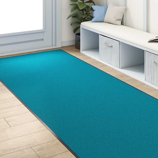 vidaXL Durvju paklājs Cits Cyan un melns 120 x 250 cm Poliamīds un PVC