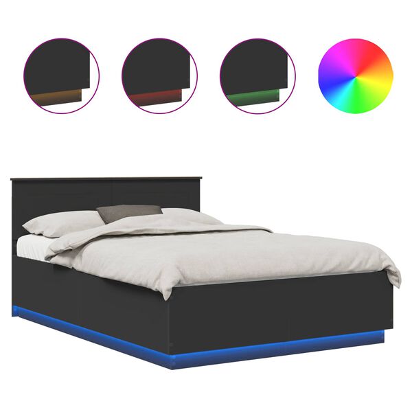 vidaXL Gultas rāmis Melna 150 x 200 cm Inženierijas koks